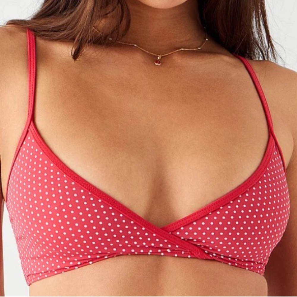 NWT Frankie’s Bikinis XL Catalina Clairo Bralette Bikini Top Scarlet Dot Red